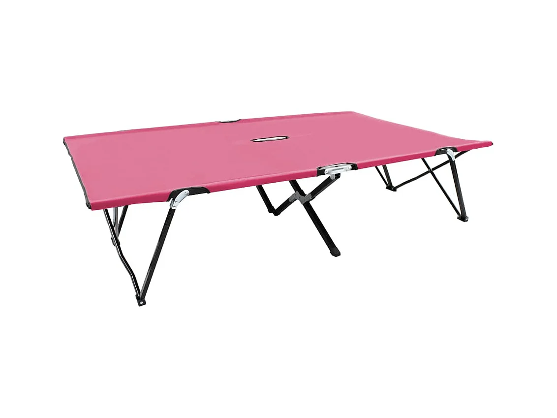 Chaise longue pliable 2 places Rose Acier