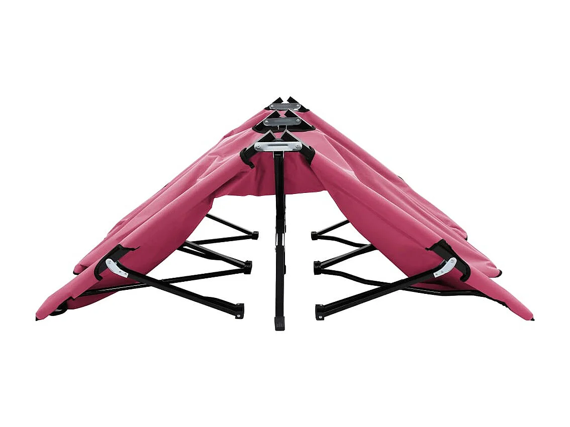 Chaise longue pliable 2 places Rose Acier