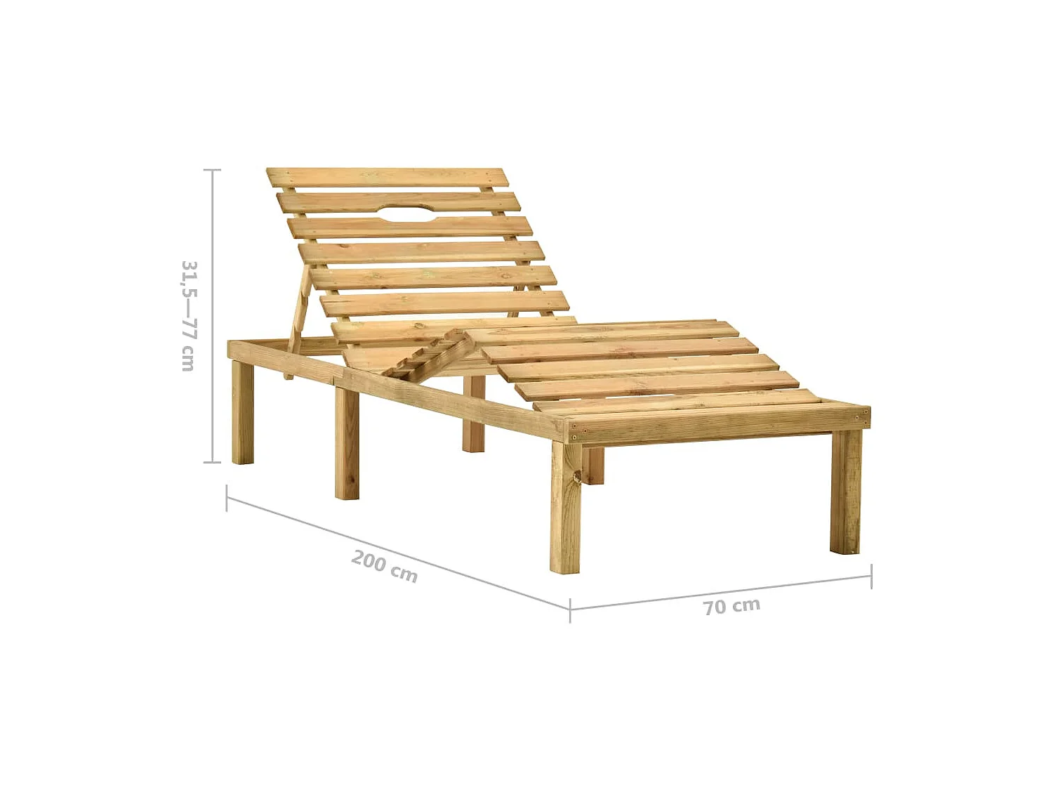 Chaise longue de jardin avec table et coussin Pin imprégné 13