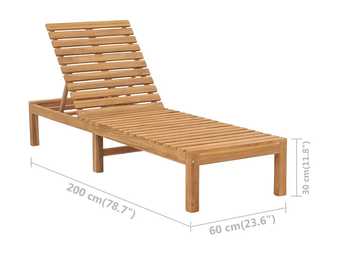 Chaise longue Bois de teck solide