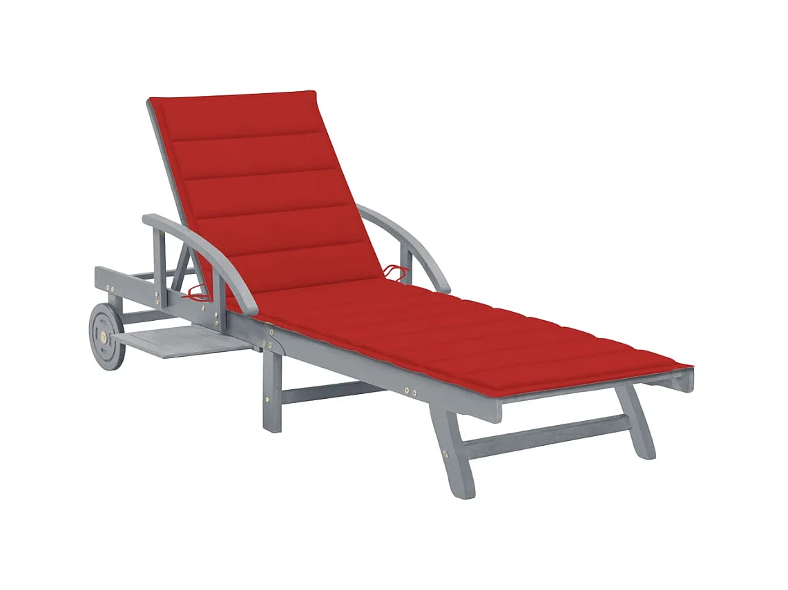 Chaise longue de jardin avec coussin Bois d'acacia solide 6