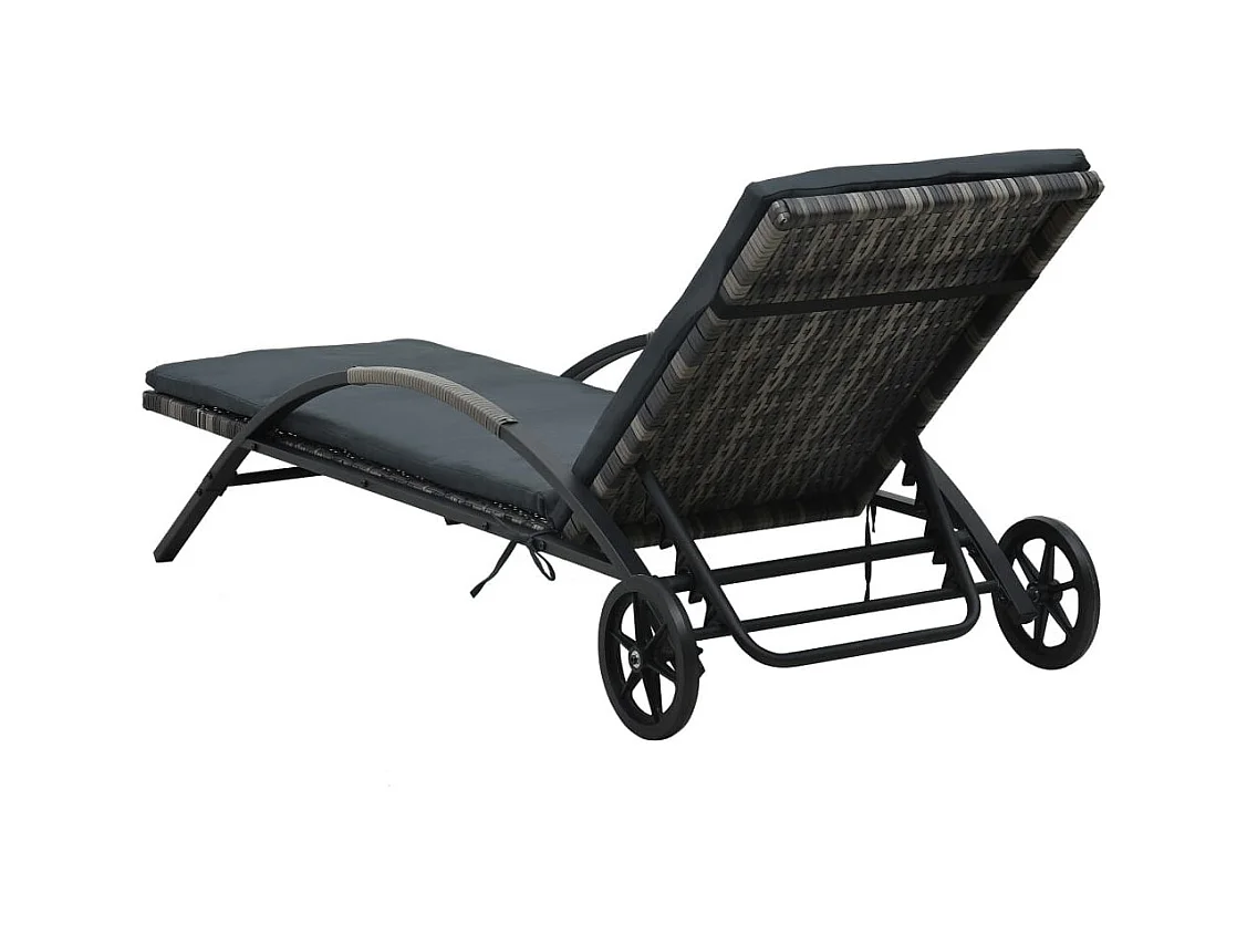 Chaises longues avec table Résine tressée Anthracite