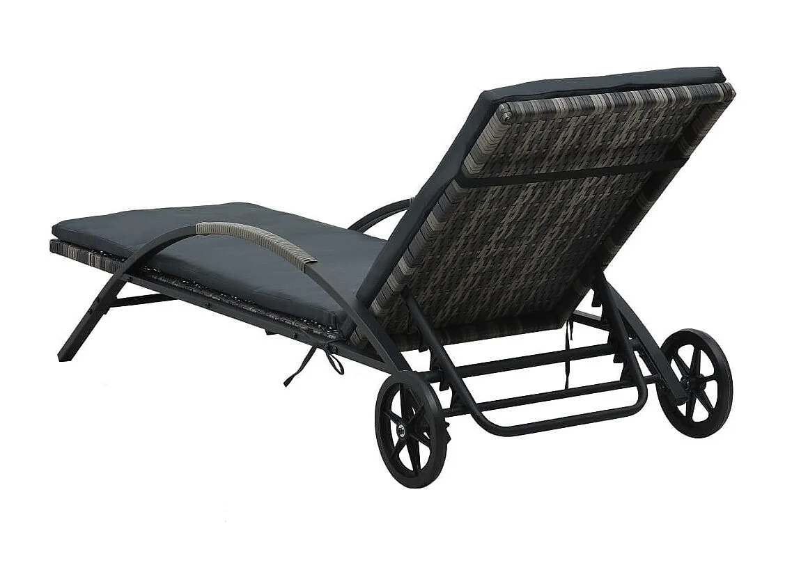 Chaises longues avec table Résine tressée Anthracite