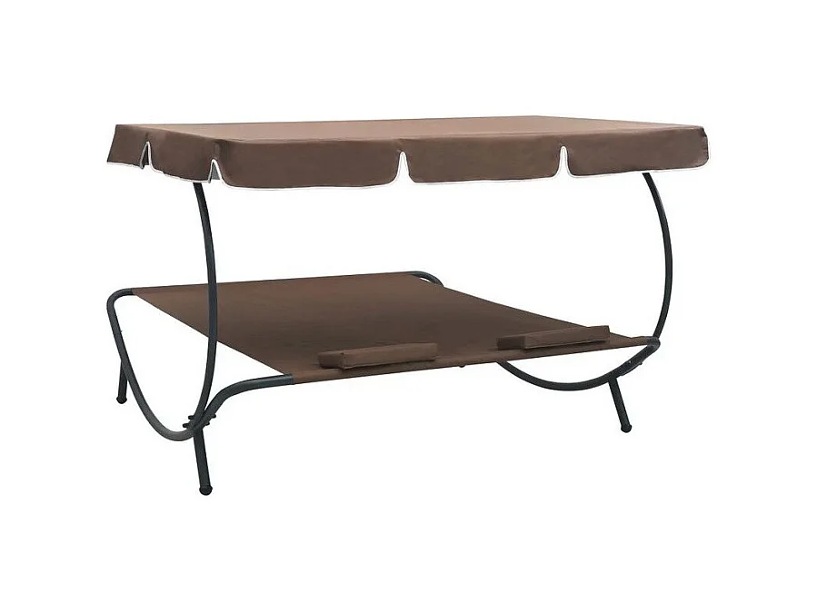 Lit de jardin 2 places polyester marron et métal noir Motio