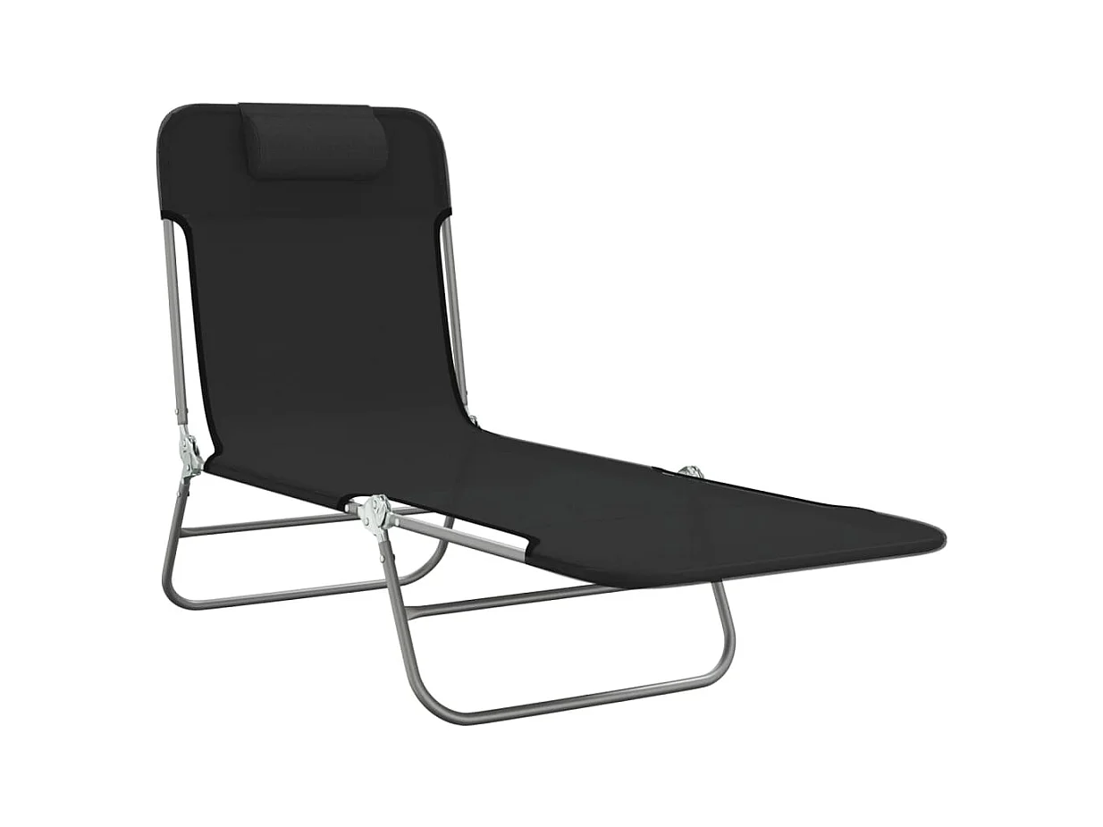 Chaises longues pliables 2 pcs noir textilène et acier