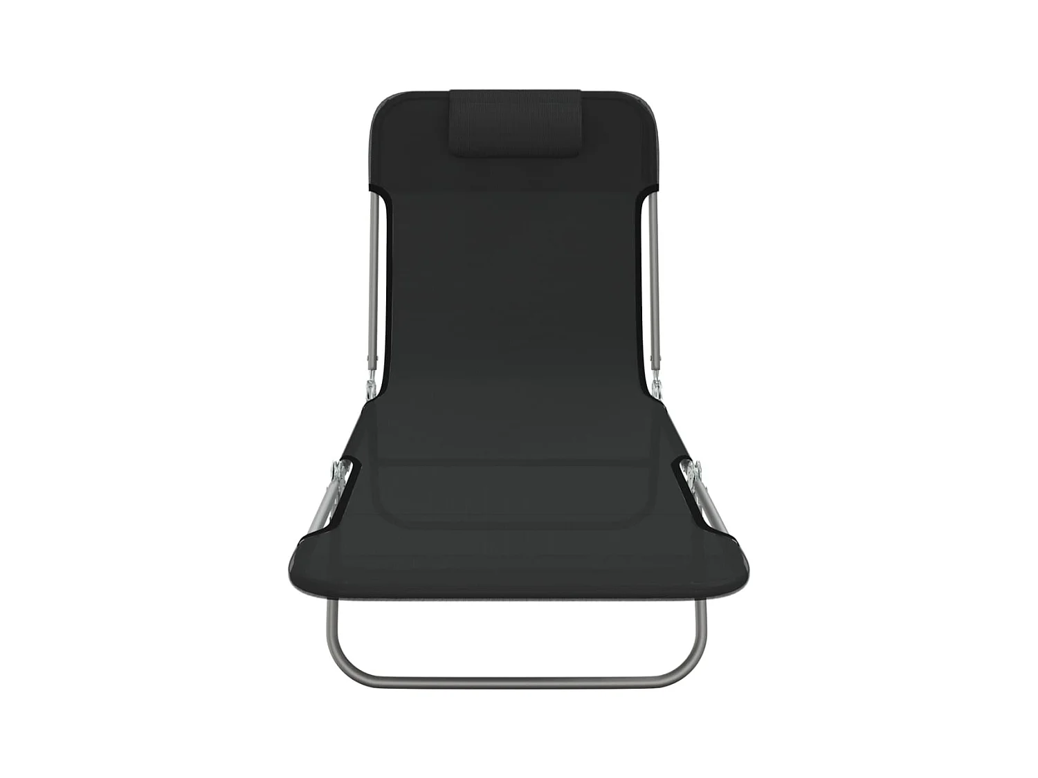 Chaises longues pliables 2 pcs noir textilène et acier
