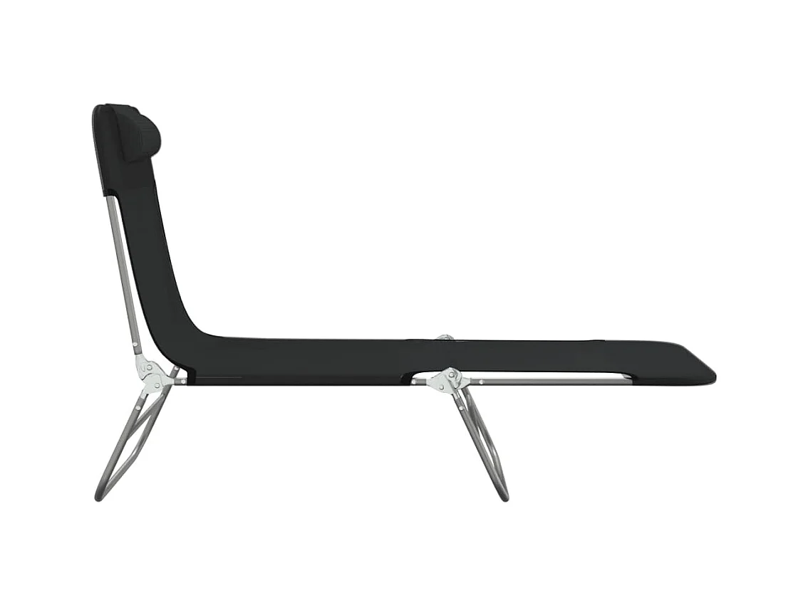 Chaises longues pliables 2 pcs noir textilène et acier