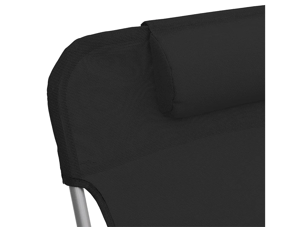 Chaises longues pliables 2 pcs noir textilène et acier