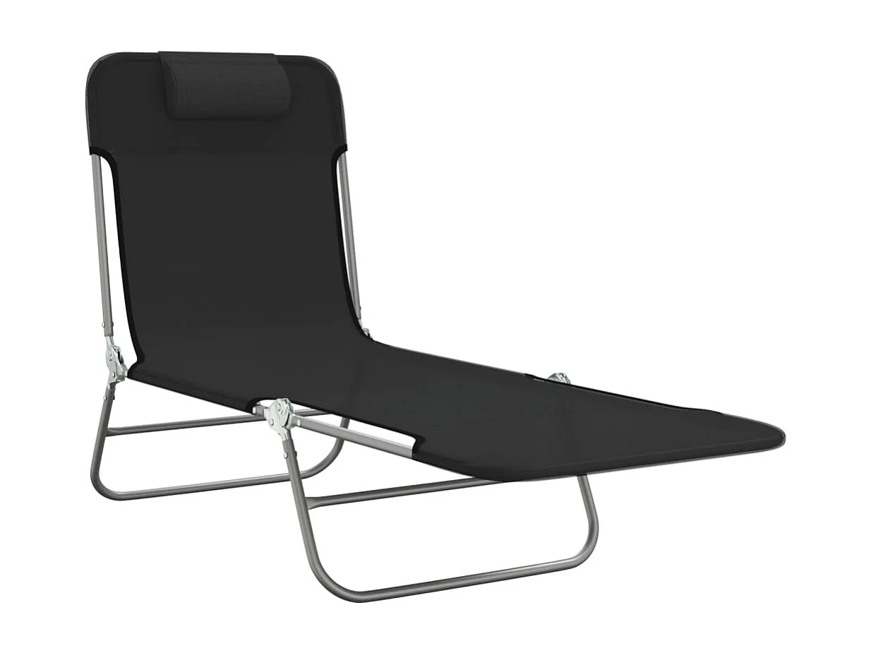 Chaises longues pliables 2 pcs noir textilène et acier