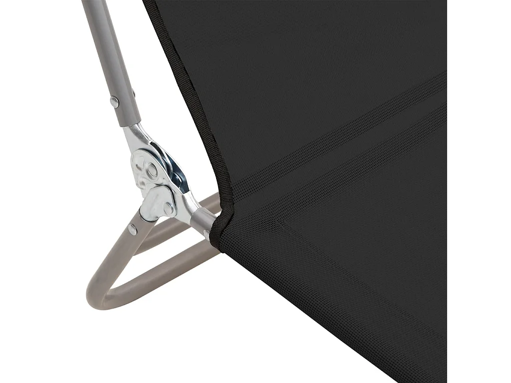 Chaises longues pliables 2 pcs noir textilène et acier