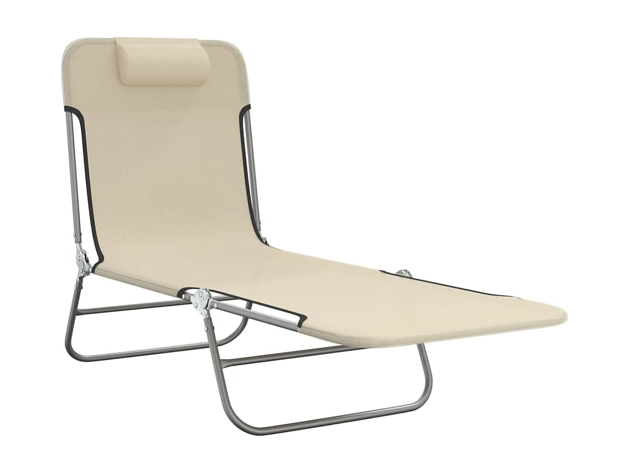 Chaises longues pliables 2 pcs crème textilène et acier