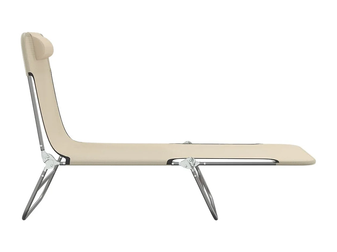 Chaises longues pliables 2 pcs crème textilène et acier