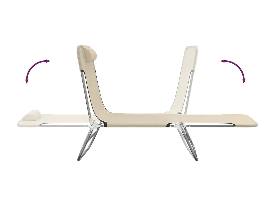 Chaises longues pliables 2 pcs crème textilène et acier