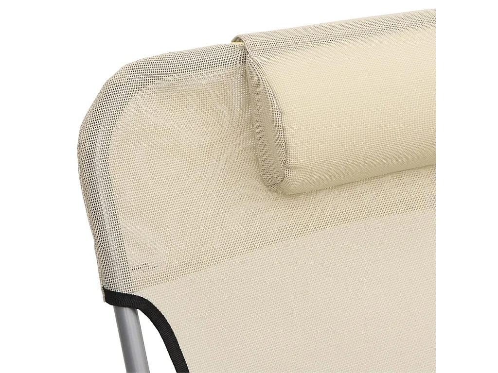 Chaises longues pliables 2 pcs crème textilène et acier