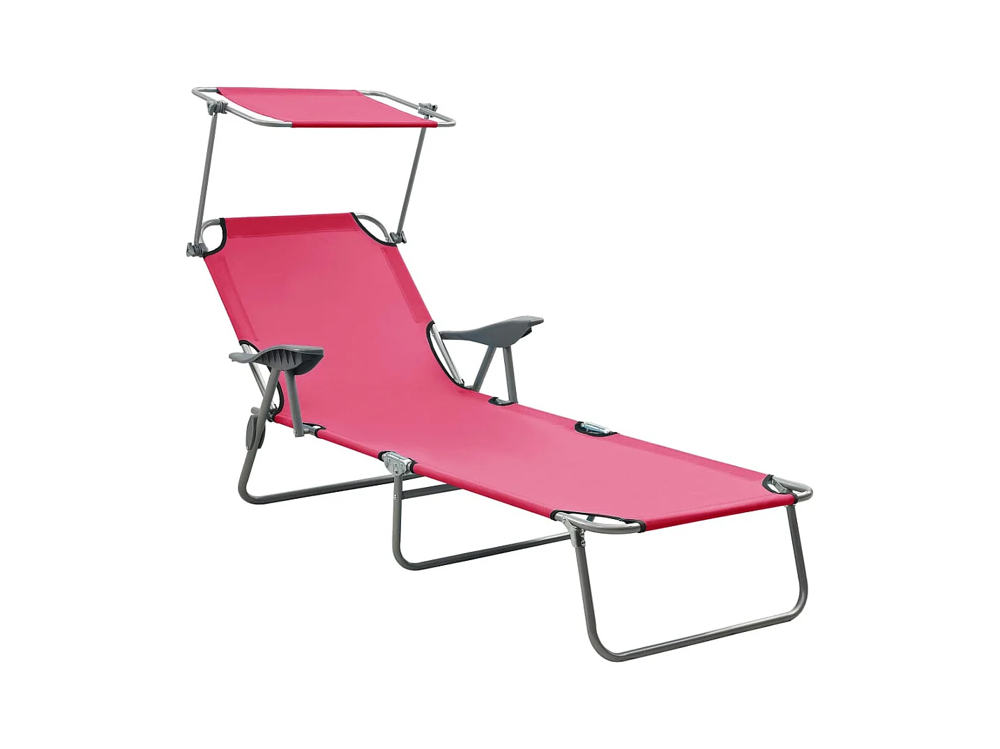 Chaise longue avec auvent Acier Rose