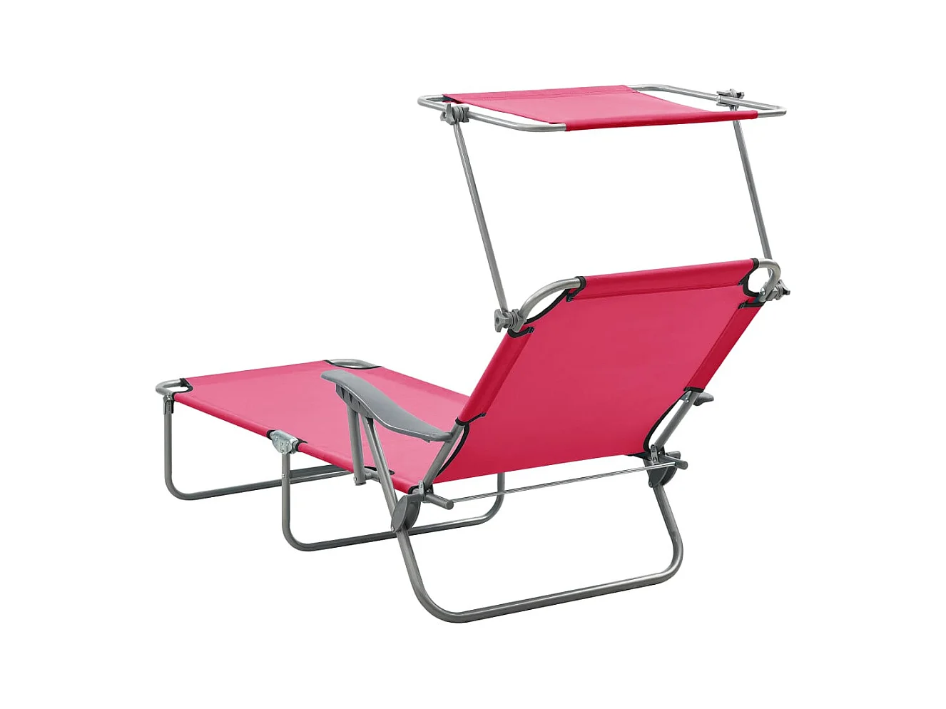 Chaise longue avec auvent Acier Rose