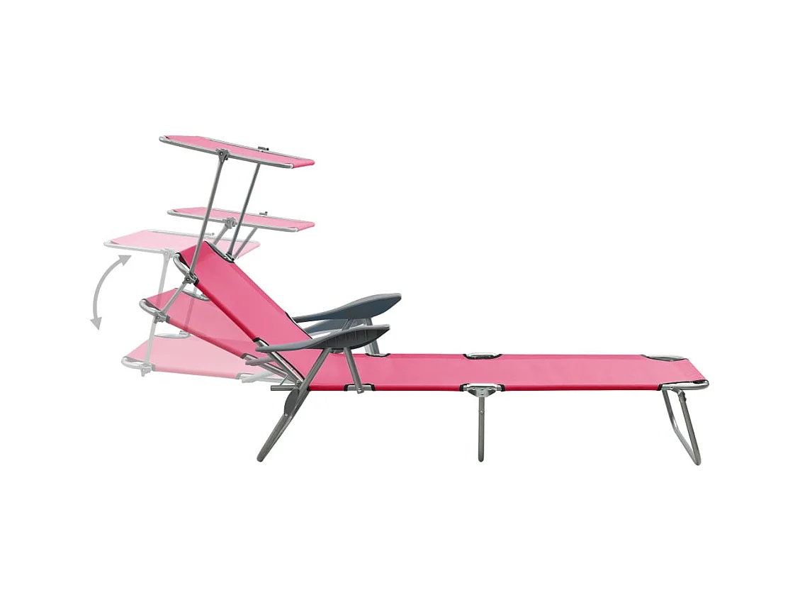 Chaise longue avec auvent Acier Rose
