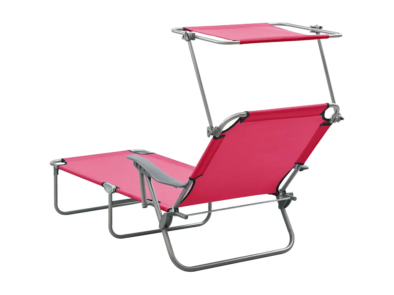 Chaise longue avec auvent Acier Rose