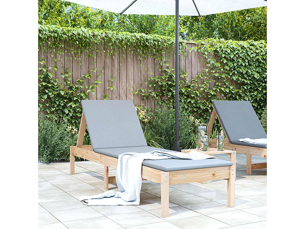 Chaise longue 199,5x60x74 bois massif de pin