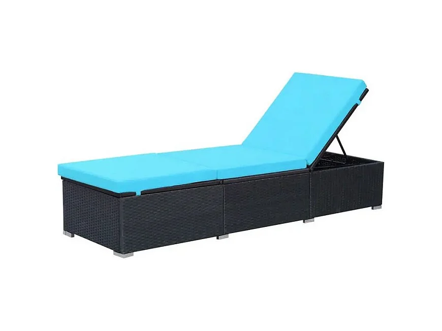 Chaise longue polyester bleu et résine noire Imia