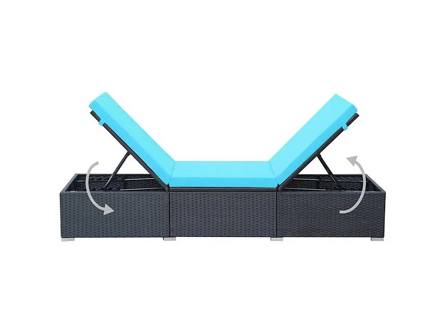 Chaise longue polyester bleu et résine noire Imia