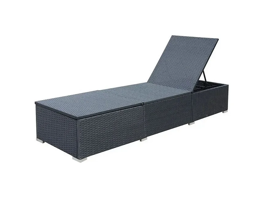 Chaise longue polyester bleu et résine noire Imia