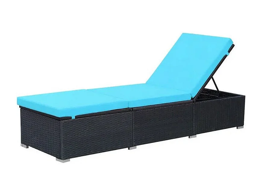 Chaise longue polyester bleu et résine noire Imia