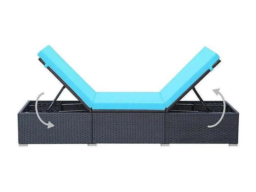 Chaise longue polyester bleu et résine noire Imia