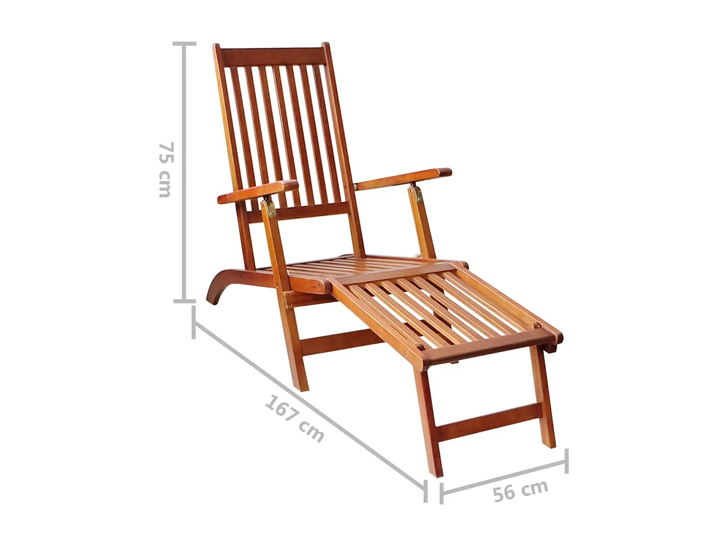 Chaise de terrasse avec repose-pied et coussin Acacia solide 5