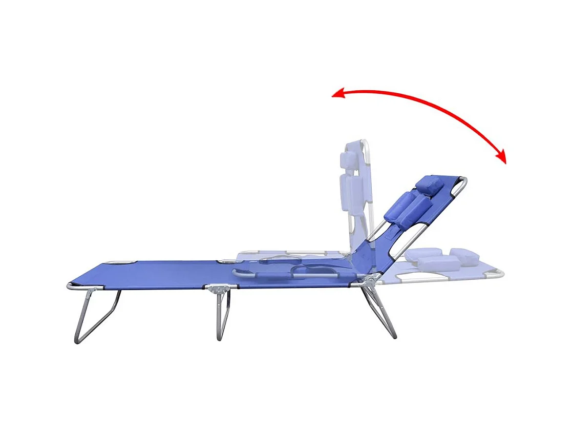 Chaise longue avec coussin de tête Acier enduit de poudre Bleu