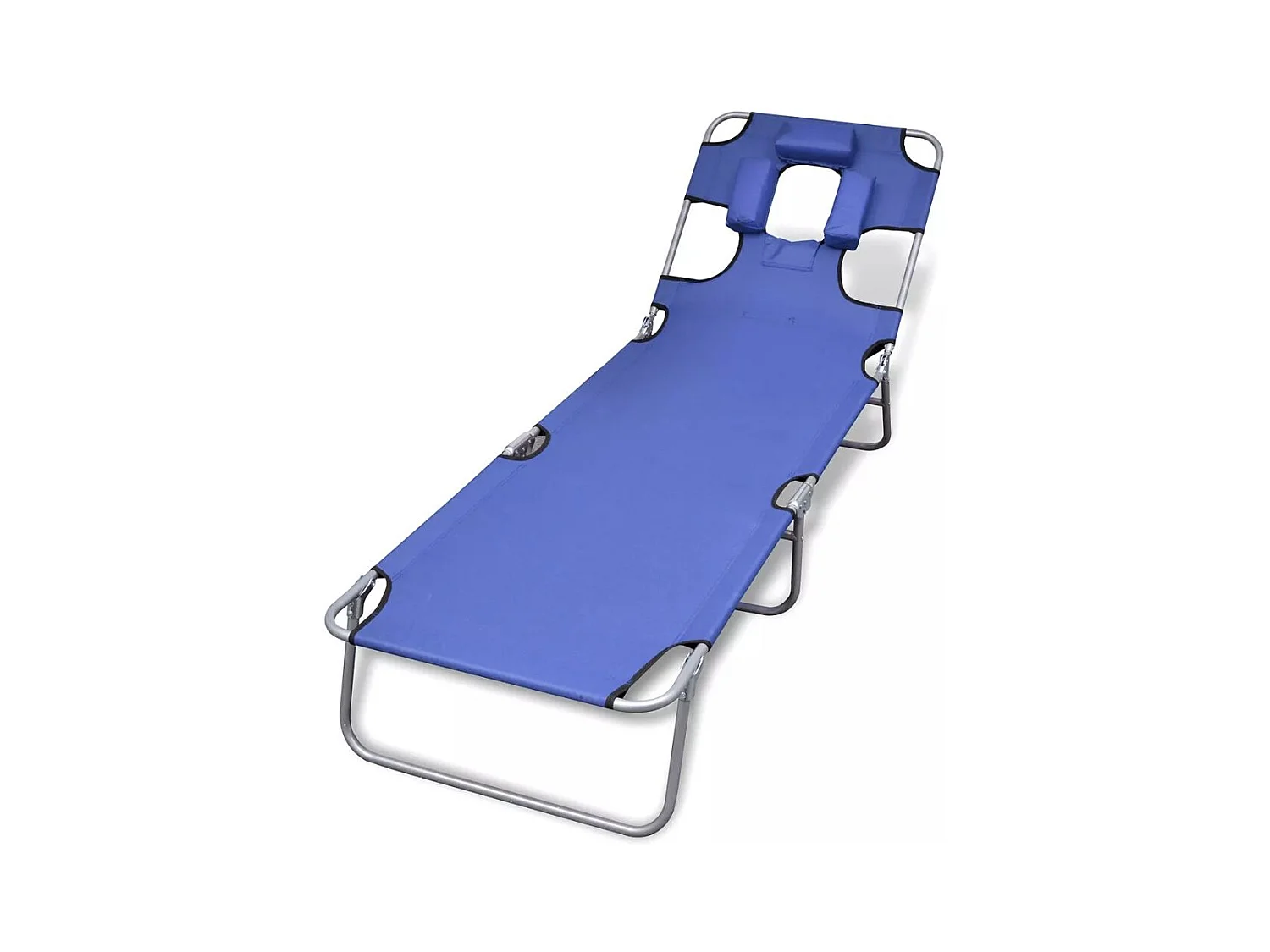 Chaise longue avec coussin de tête Acier enduit de poudre Bleu