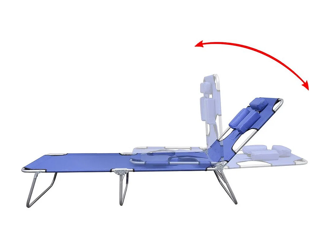 Chaise longue avec coussin de tête Acier enduit de poudre Bleu