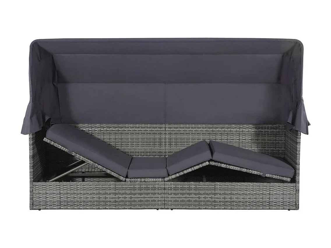 Lit de jardin avec auvent Gris 205x62 Résine tressée