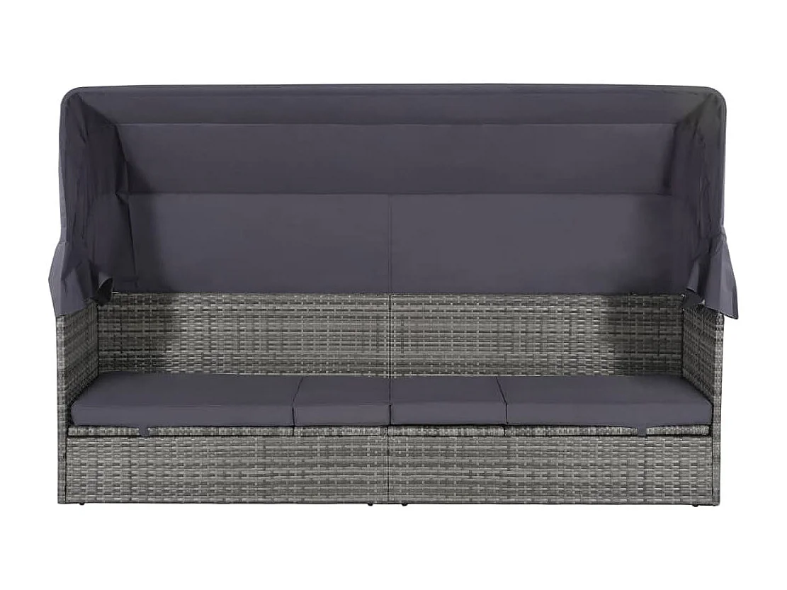 Lit de jardin avec auvent Gris 205x62 Résine tressée