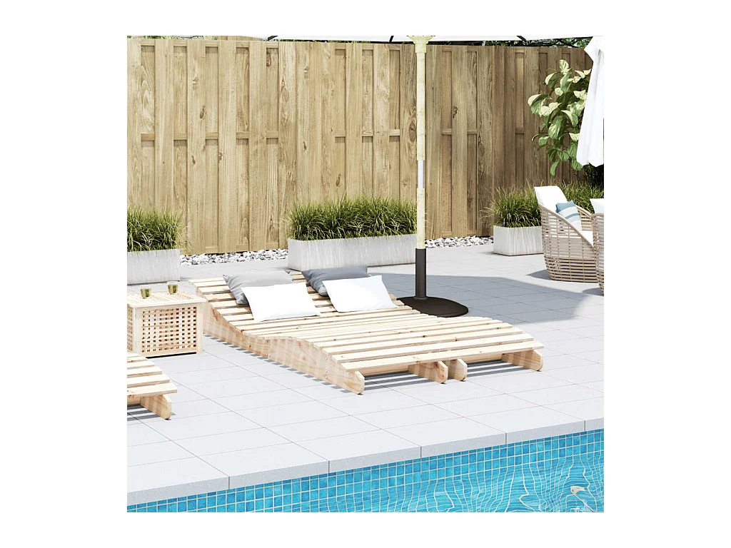 Chaises longues lot de 2 205x60x31,5 bois massif de pin