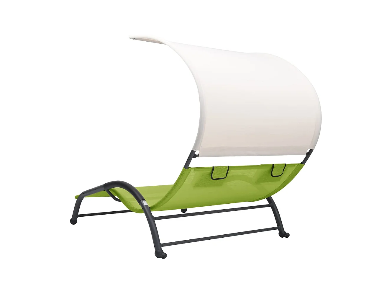 Chaise longue double avec auvent Textilène Vert