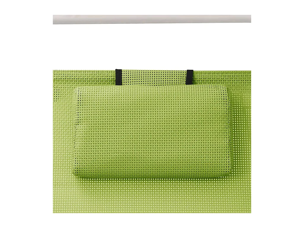 Chaise longue double avec auvent Textilène Vert