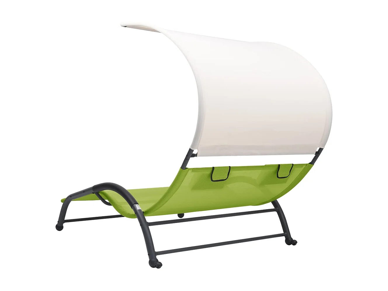 Chaise longue double avec auvent Textilène Vert