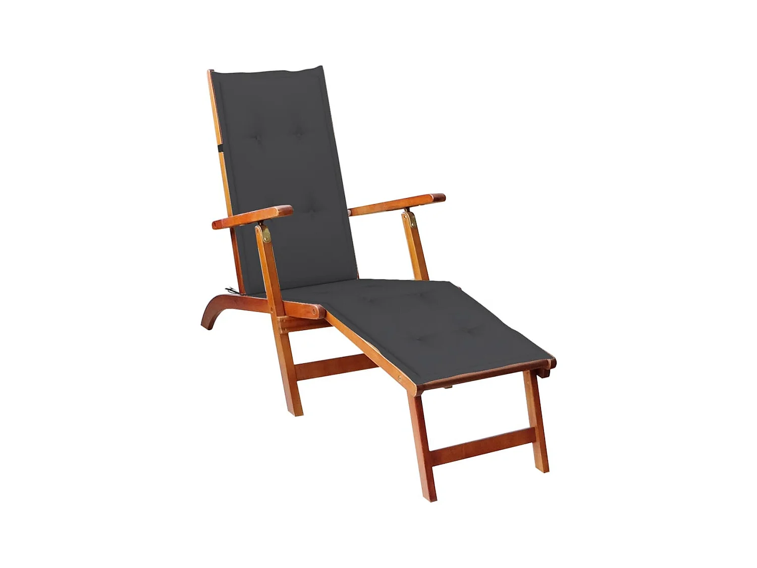 Chaise de terrasse avec repose-pied et coussin Acacia solide