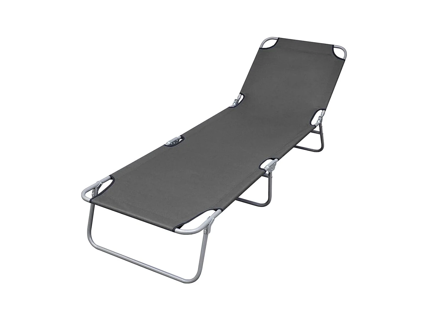Chaise longue pliable avec dossier réglable Gris