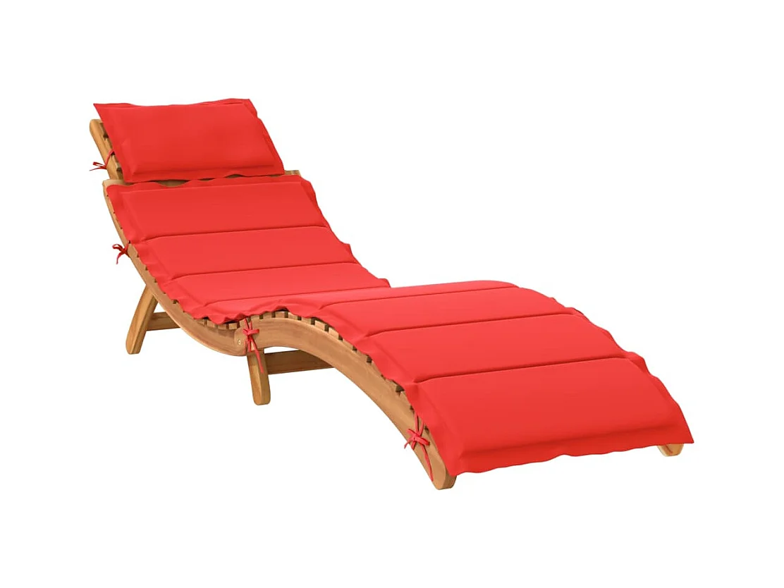 Chaises longues avec coussins lot de 2 rouge bois massif acacia
