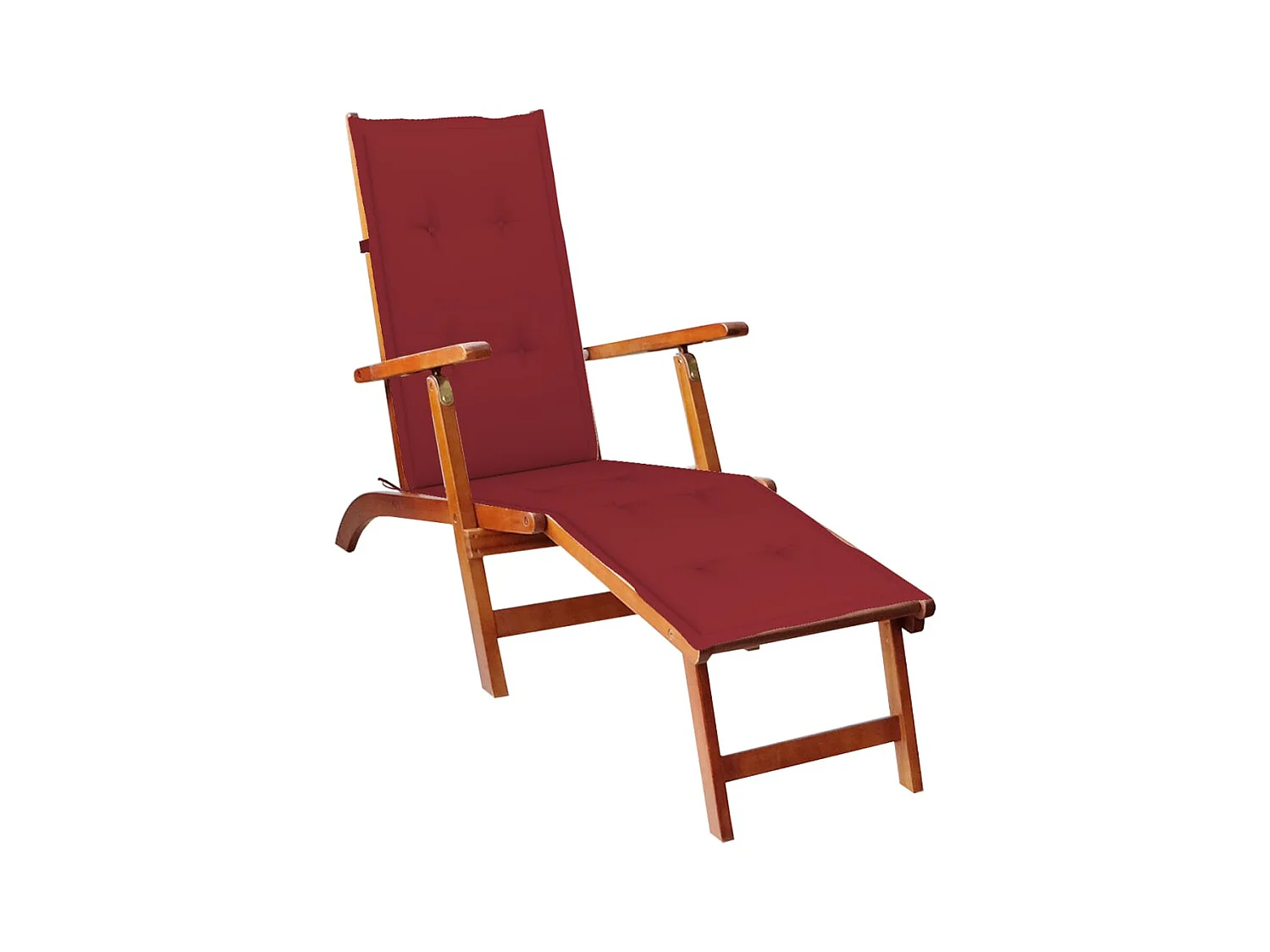 Chaise de terrasse avec repose-pied et coussin Acacia solide 8