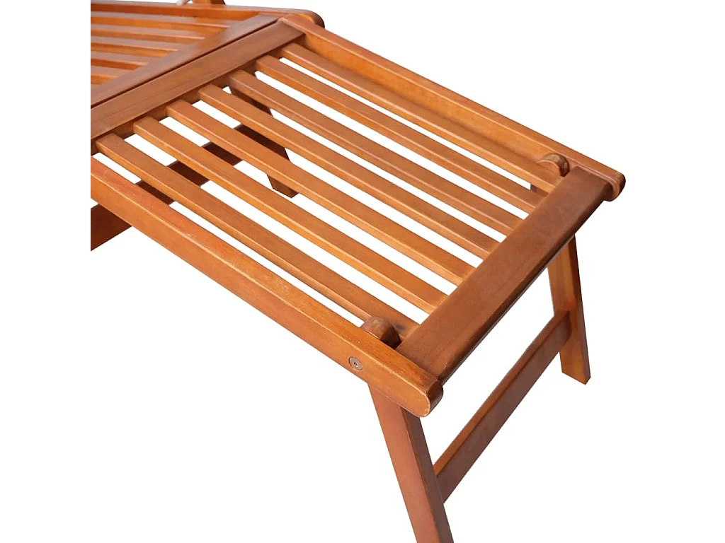 Chaise de terrasse avec repose-pied et coussin Acacia solide 8