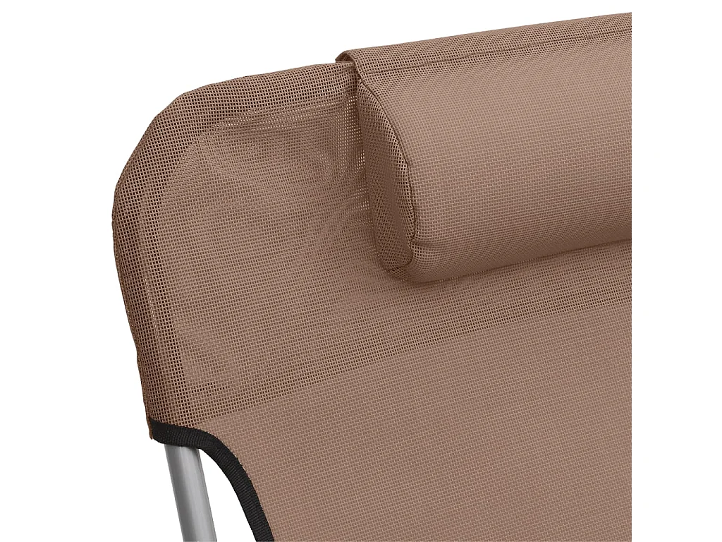 Chaises longues pliables 2 pcs marron textilène et acier