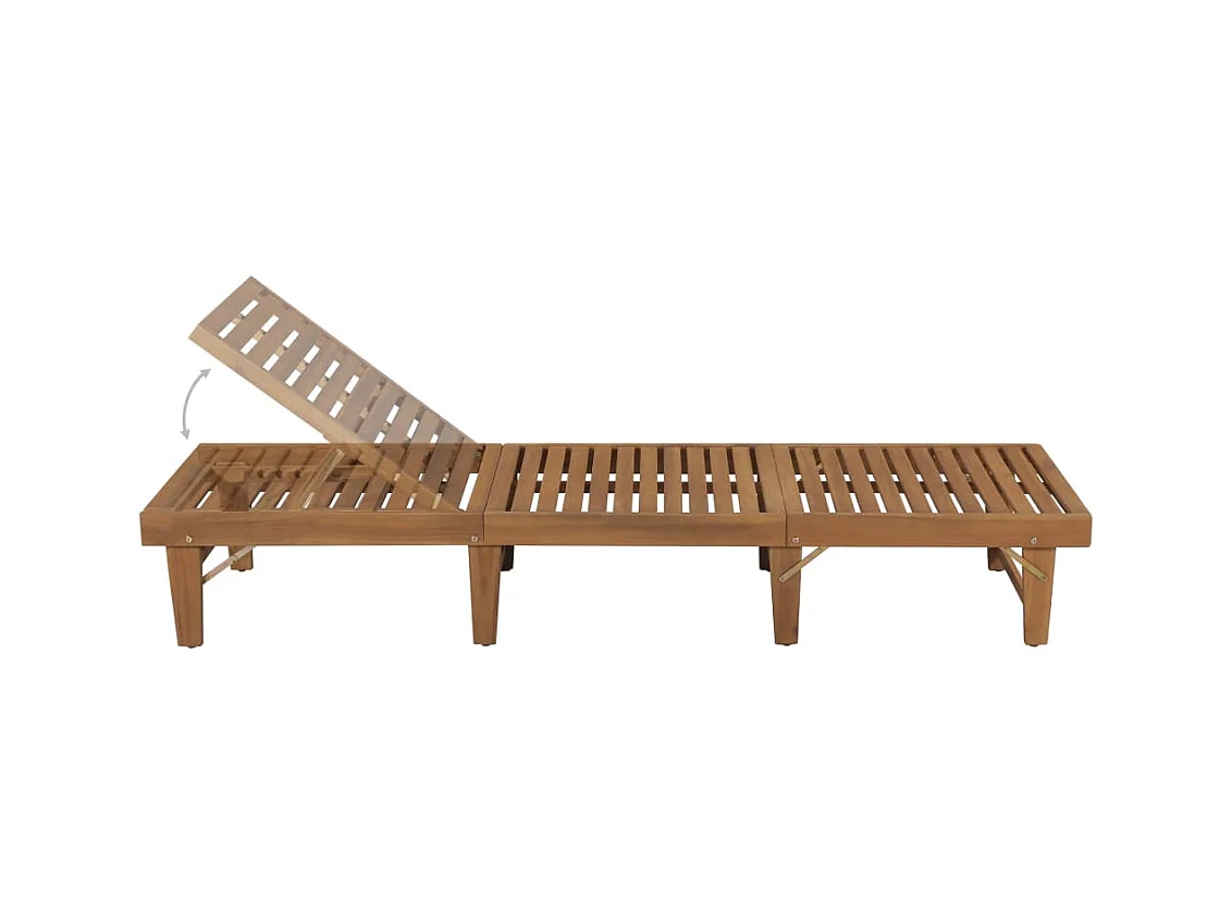 Chaise longue pliable avec coussin Bois d'acacia solide 5