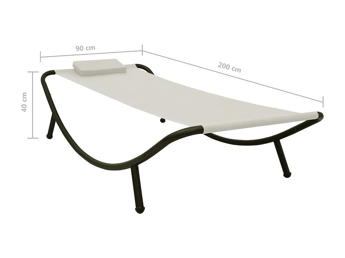 Lit de jardin Crème 200x90 Acier 2