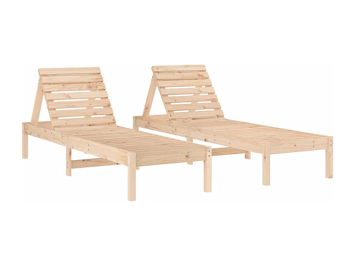 Chaises longues 2 pcs 199,5x60x74 bois massif de pin