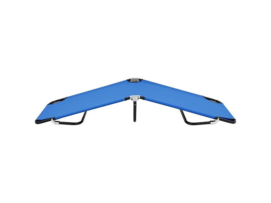 Chaise longue de jardin pliable tissu bleu et métal noir Bura