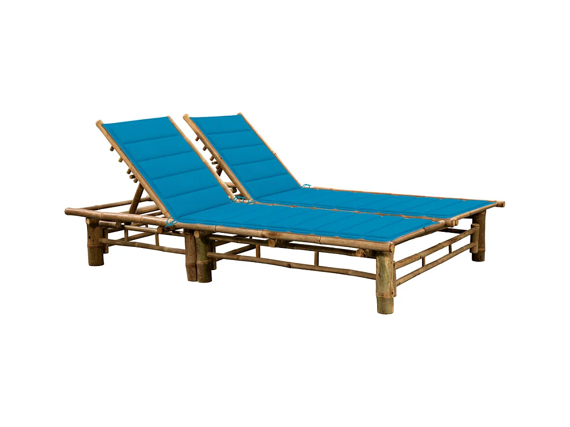 Chaise longue pour 2 personnes avec coussins Bambou 14