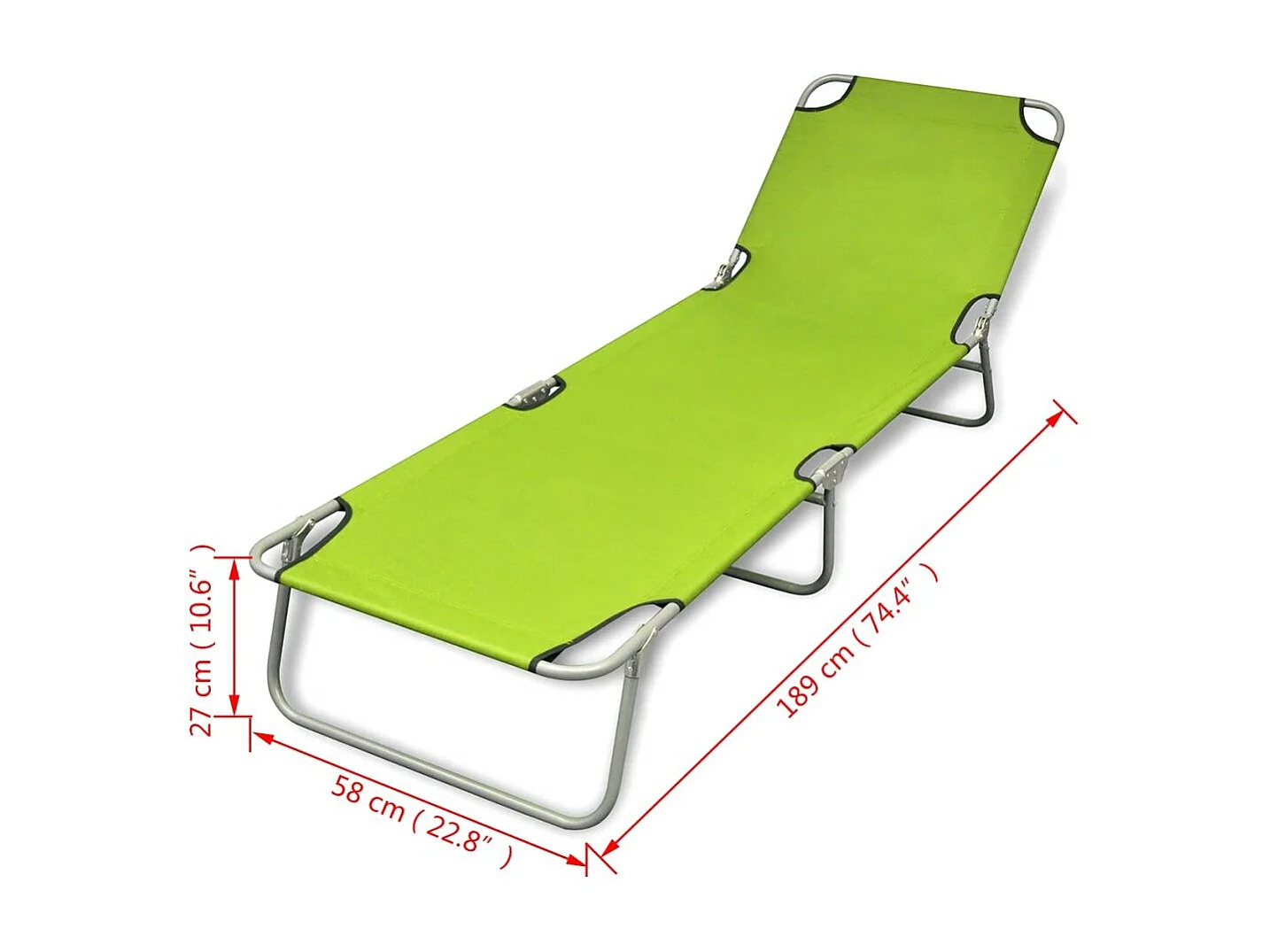 Chaise longue pliable Acier enduit de poudre Vert pomme